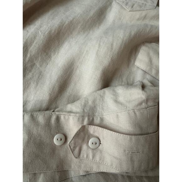 Vintage | 100% Linen Beige Short Sleeve Polo | Size 10 - Picture 4 of 5